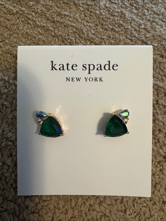 kate spade Jewelry - Kate Spade shine me up emerald green crystal triangle stud earrings